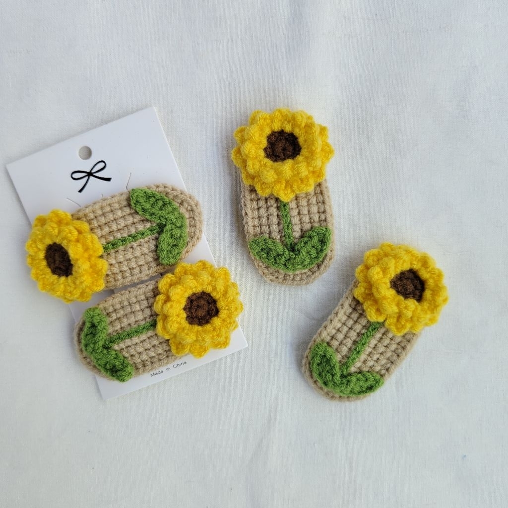 กิ๊บติดผมไหมพรม 🌻ลายทานตะวัน
