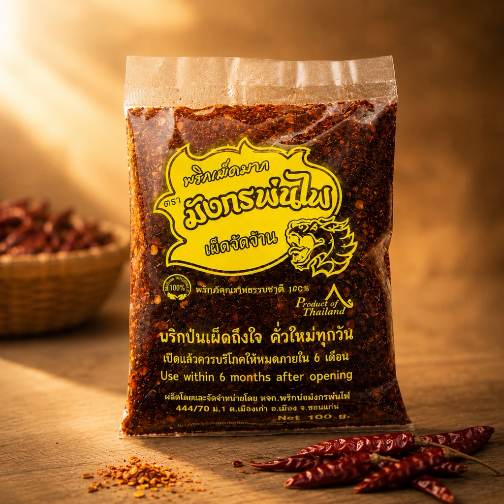 พริกป่นคั่วเข้ม 100g หอมจริง เผ็ดถึงใจ(เข้ม100)