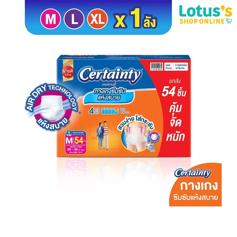 [ขายยกลัง] เซอร์เทนตี้ กางเกงอนามัย เดย์แพ้นส์ SUPER SAVE BOX (ลังละ3แพ็ค) CERTAINTY DAY PANTS