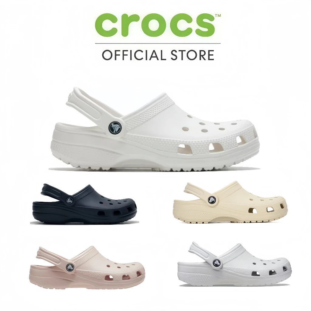 Crocs Classic Clog รองเท้าแตะ รองเท้าลำลองผู้ใหญ่.ที่มีอยู่ ขาว/ชมพู/เถ้าถ่าน/โบนไวท์/ดำ
