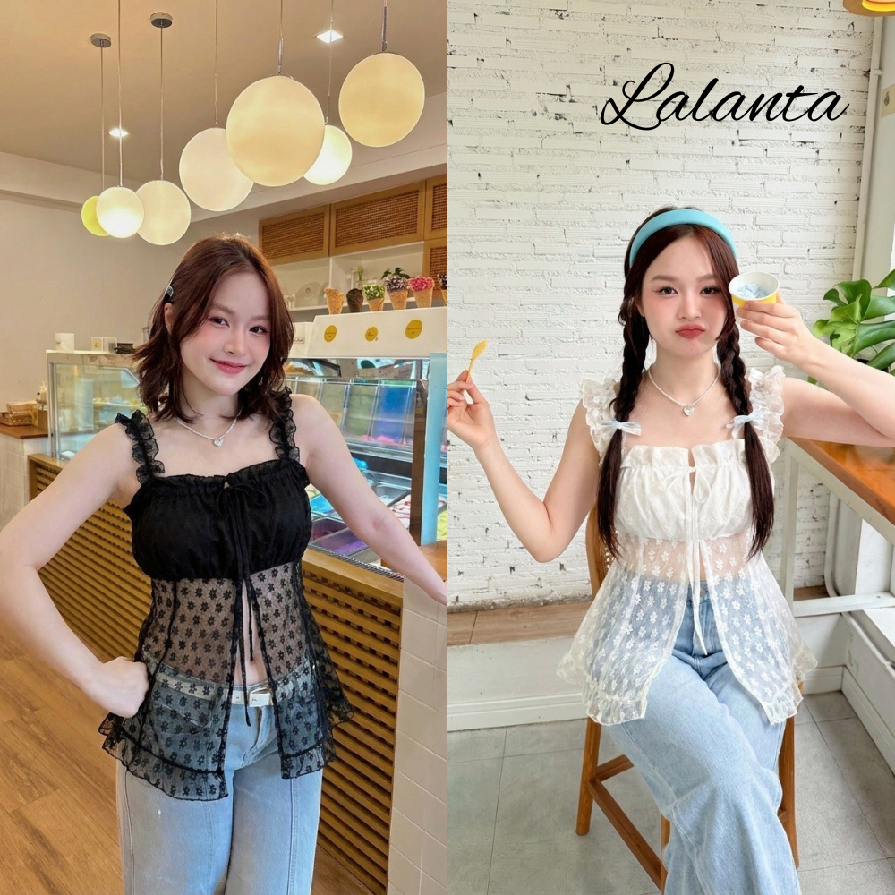 เสื้อสายระบาย ผ้าลูกไม้ #FF40