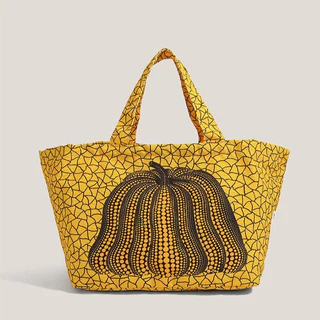 ความจุใหญ่สะพายข้างสตรี tote bag Yayoi Kusama ลายจุดฟักทอง สีเหลือง ยูนีค