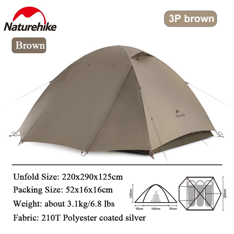 Naturehike เต็นท์แคมป์ป่า ขนาด2-3คน ชั้นคู่ กันน้ำ กันแดด UPF50+ ที่พักพิงกลางแจ้ง Cloud River