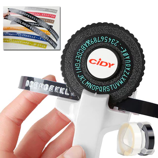 เครื่องทําฉลาก CIDY C101 DIY หลากสี พร้อมเทป 2 เทป 9mm ติดของ เขียนแบบแมนนวล หรือเติมลายนูน 3D 9 มม. 3 ชิ้น MOTEX E101