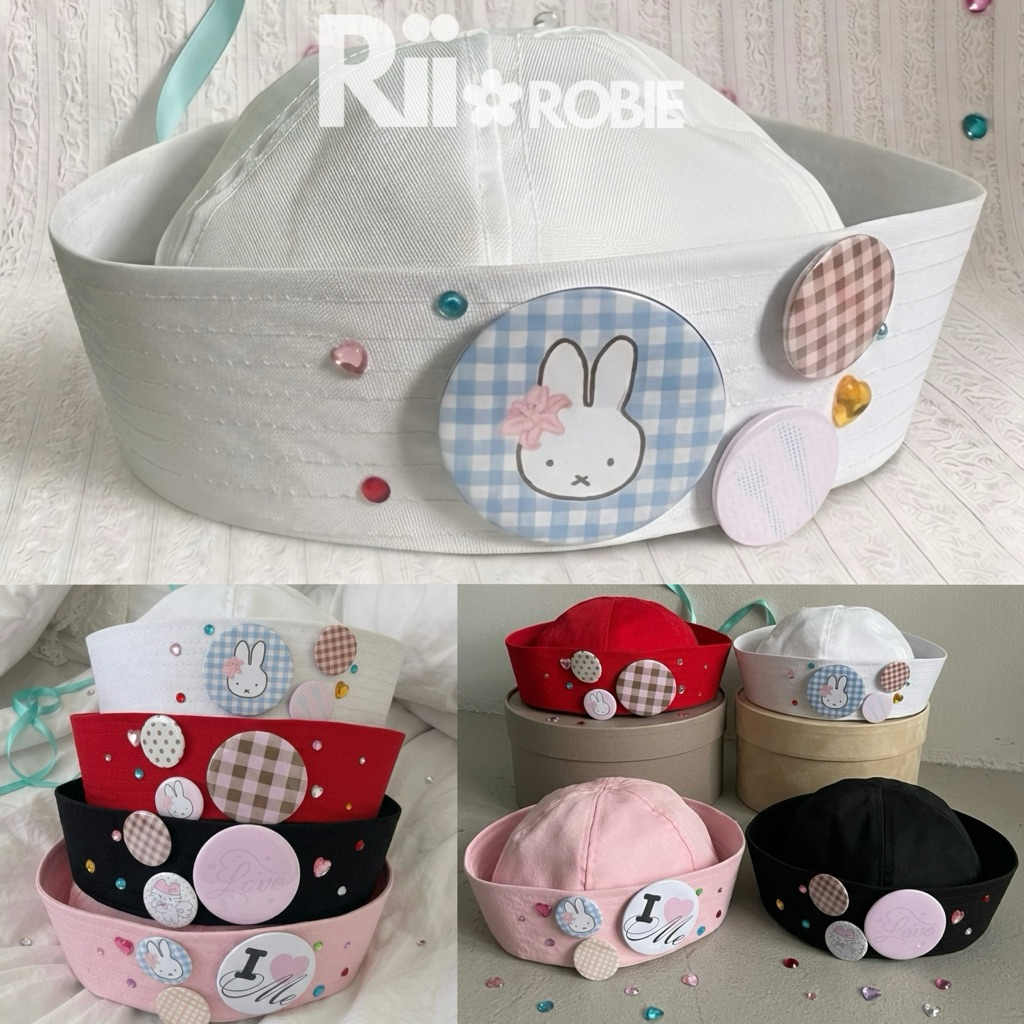 พร้อมส่ง/ส่งด่วน🎀 Riirobie.bkk | Brooch Sailor Hatหมวกกะลาสี แต่งเข็มกลัด+เพรช💎