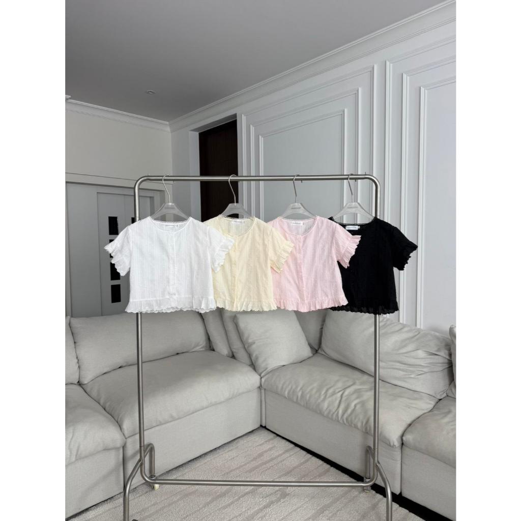 PT493 Pure Charm Blouse PROMTHONG เสื้อแต่งฉลุแขนระบาย (งานไซส์)