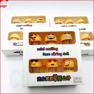 (AK12) ตุ๊กตาอีโมจิสปริงดุ๊กดิ๊ก 6ชิ้น/กล่อง Emoji ตุ๊กตาหัวโยก สีเหลือง ติดหน้ารถ สูง5เซนติเมตร