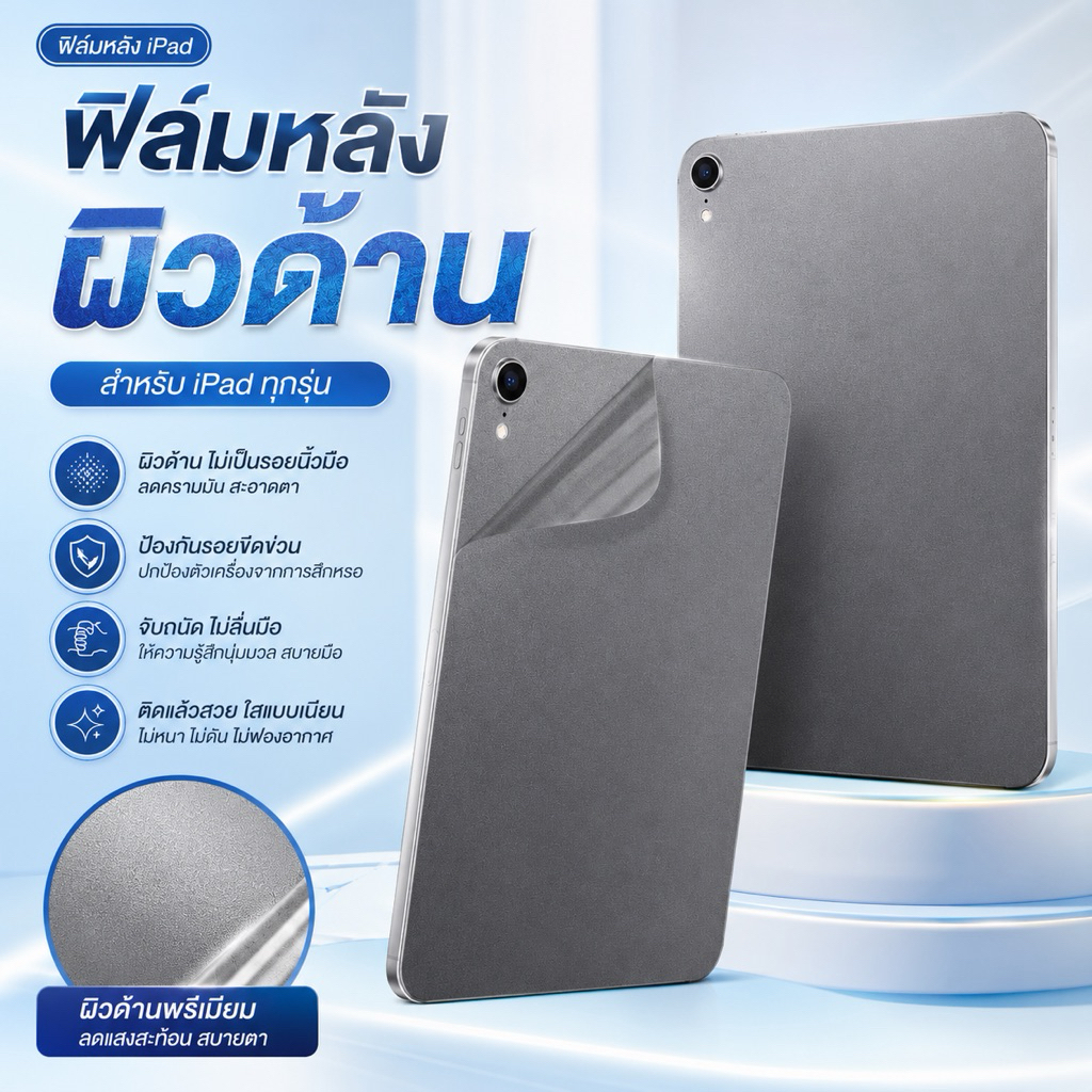 ฟิล์มหลังด้าน สำหรับiPad 10.2 gen9, gen8 10.9 AIR4/AIR5 gen5 ฟิล์ม กันรอย กันลื่น ฟิล์มหลัง ไอแพด Air4 Air5 10.9 pro 9.7