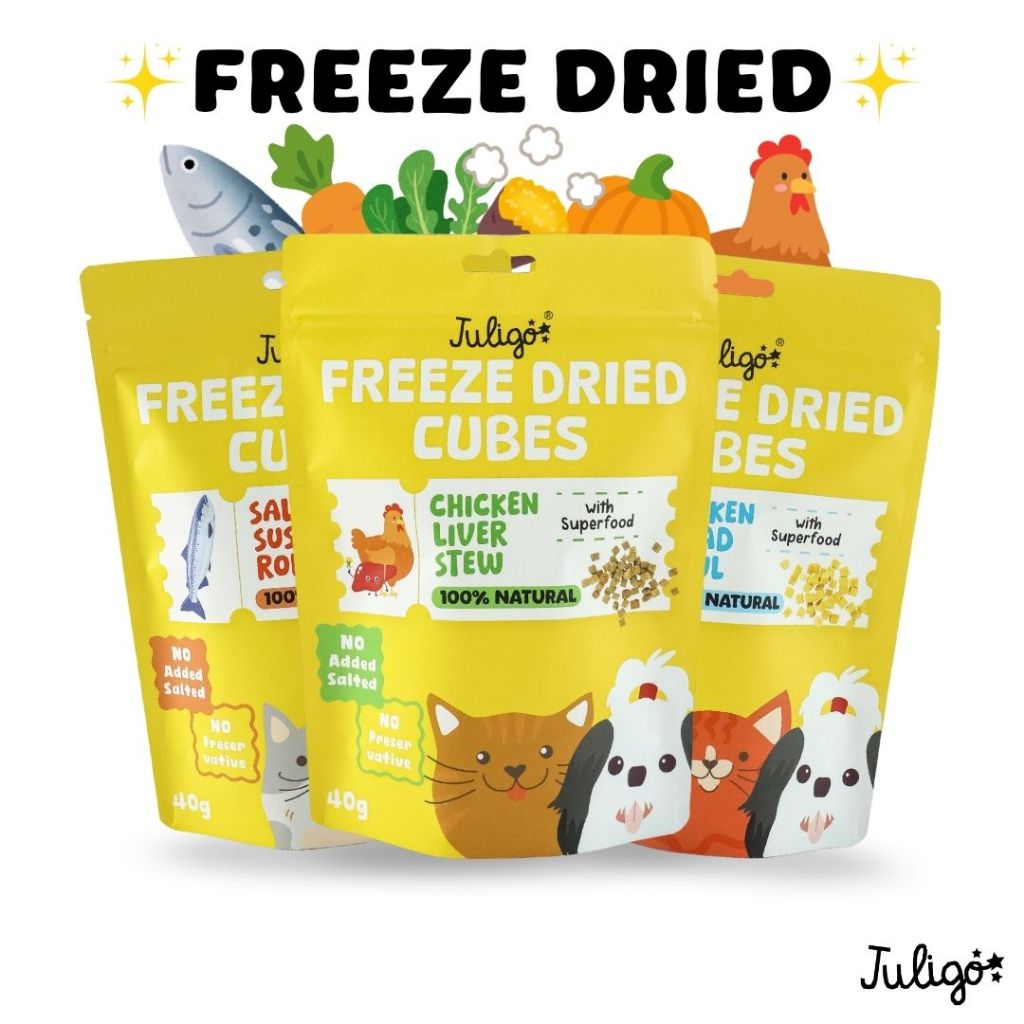 Juligo ขนมหมา ขนมแมว ฟรีซดราย โปรตีนสูง สำหรับสุนัขและแมว ขนมสุนัข ขนมเพื่อสุขภาพ