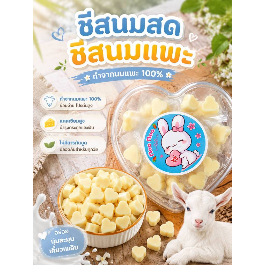 ชีสนมแพะ ชีสนมสด ชีสหวาน ขนมสัตว์เลี้ยง