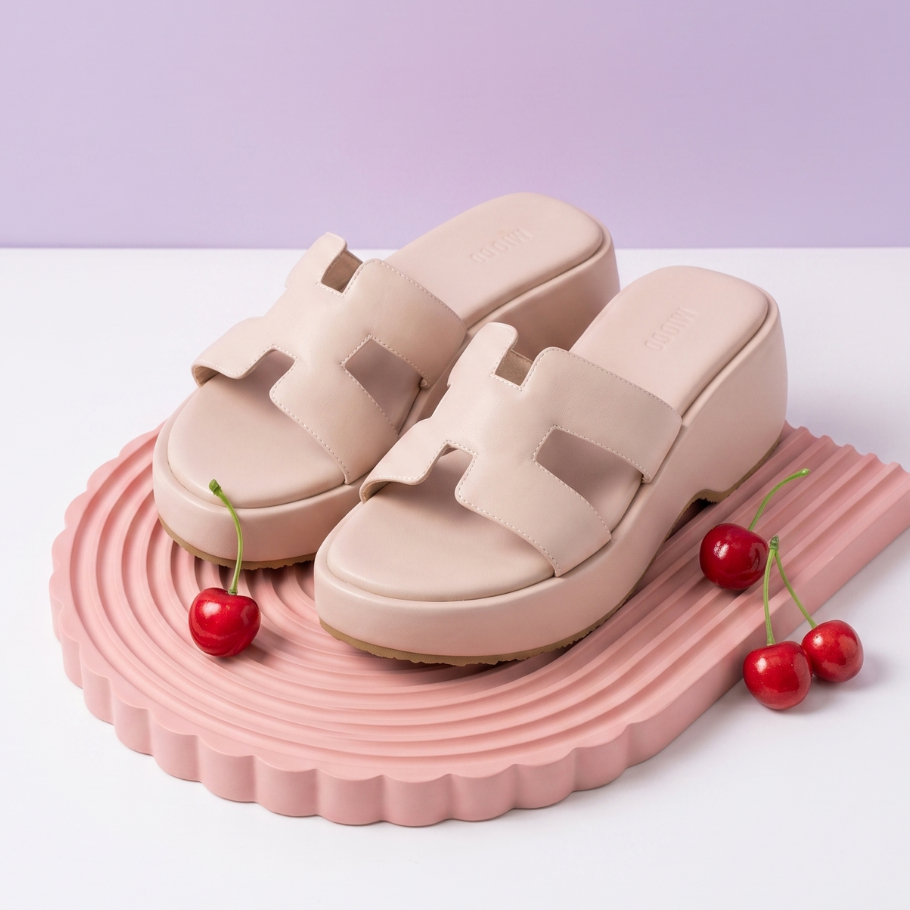 HaloBangkok รองเท้า Wedge Shoe หนังไมโครไฟเบอร์ รุ่น LA6902