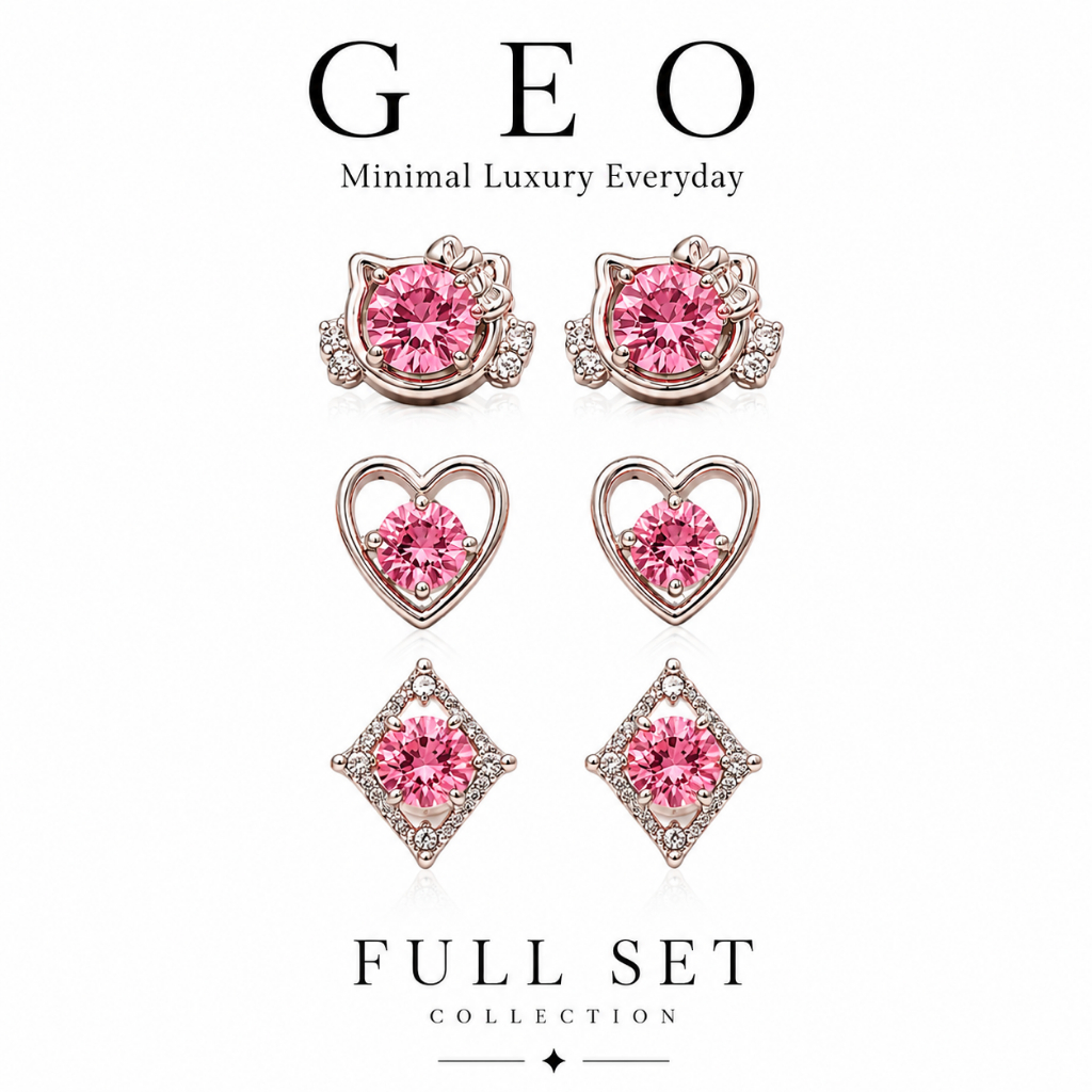 GEO ต่างหูแม่เหล็ก ไม่ต้องเจาะ Blush Collection | Crown / Heart / Classic | Hypoallergenic Nickel Free
