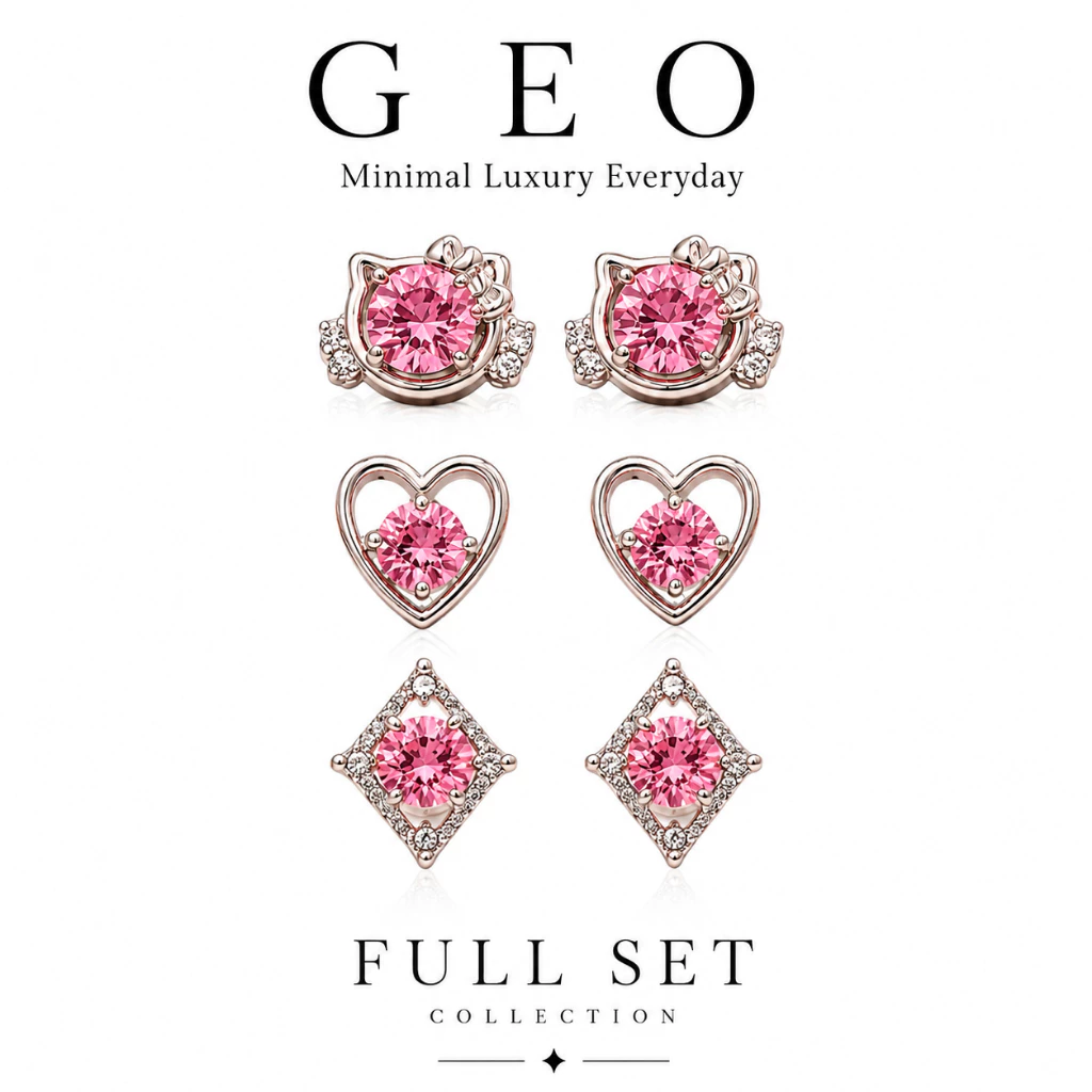 GEO ต่างหูแม่เหล็ก ไม่ต้องเจาะ Blush Collection | Crown / Heart / Classic | Hypoallergenic Nickel Free