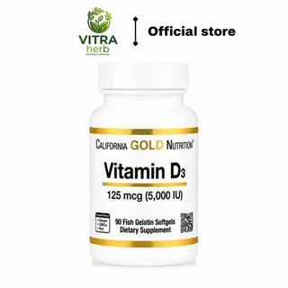 [ของแท้] California Gold Nutrition วิตามิน D3 เข้มข้น 5,000 IU ช่วยเสริมสร้างกระดูก/การดูดซึมแคลเชี่ยม