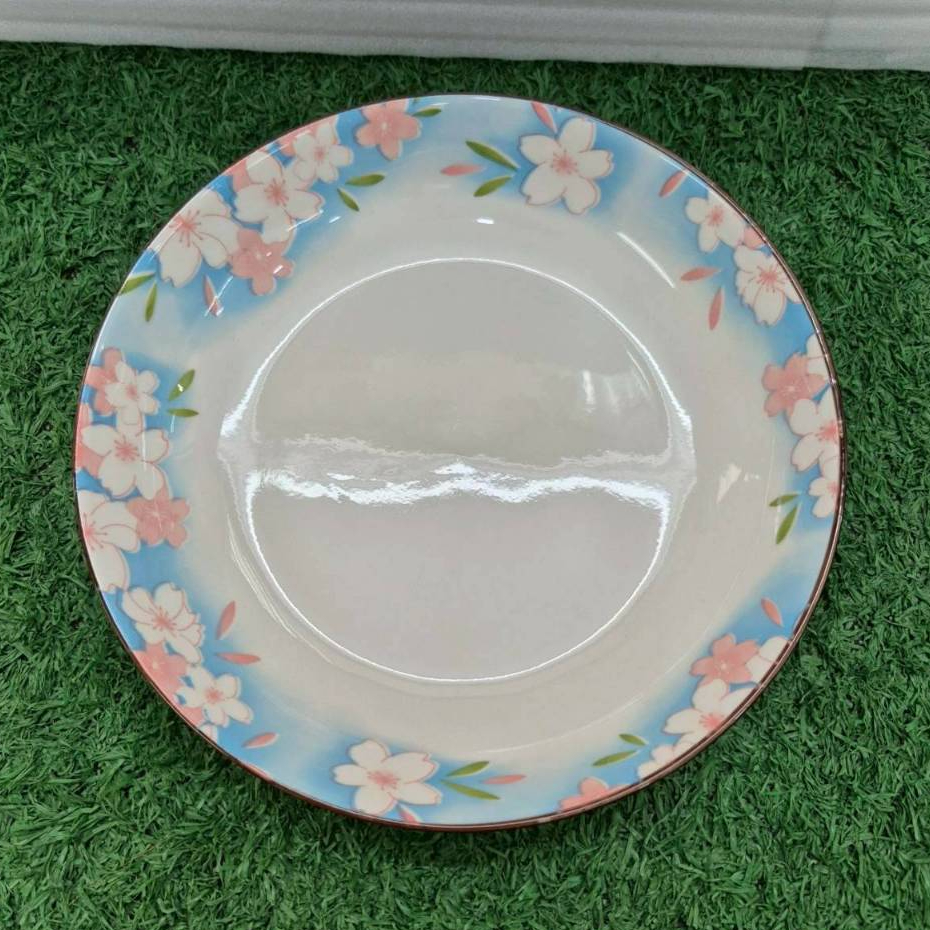 จานเซรามิก 8 นิ้ว จานข้าว จานบัว จานก้นลึก ลายดอกไม้สวยๆ ทำจากเซรามิกเนื้อดี เข้าไมโครเวฟได้