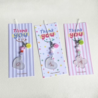 ꒰พร้อมส่ง 1-3 วัน꒱ keychain V2. พวงกุญแจตัวอักษร หัวใจ ใบโคลเวอร์ใส 🌼🍥🫧