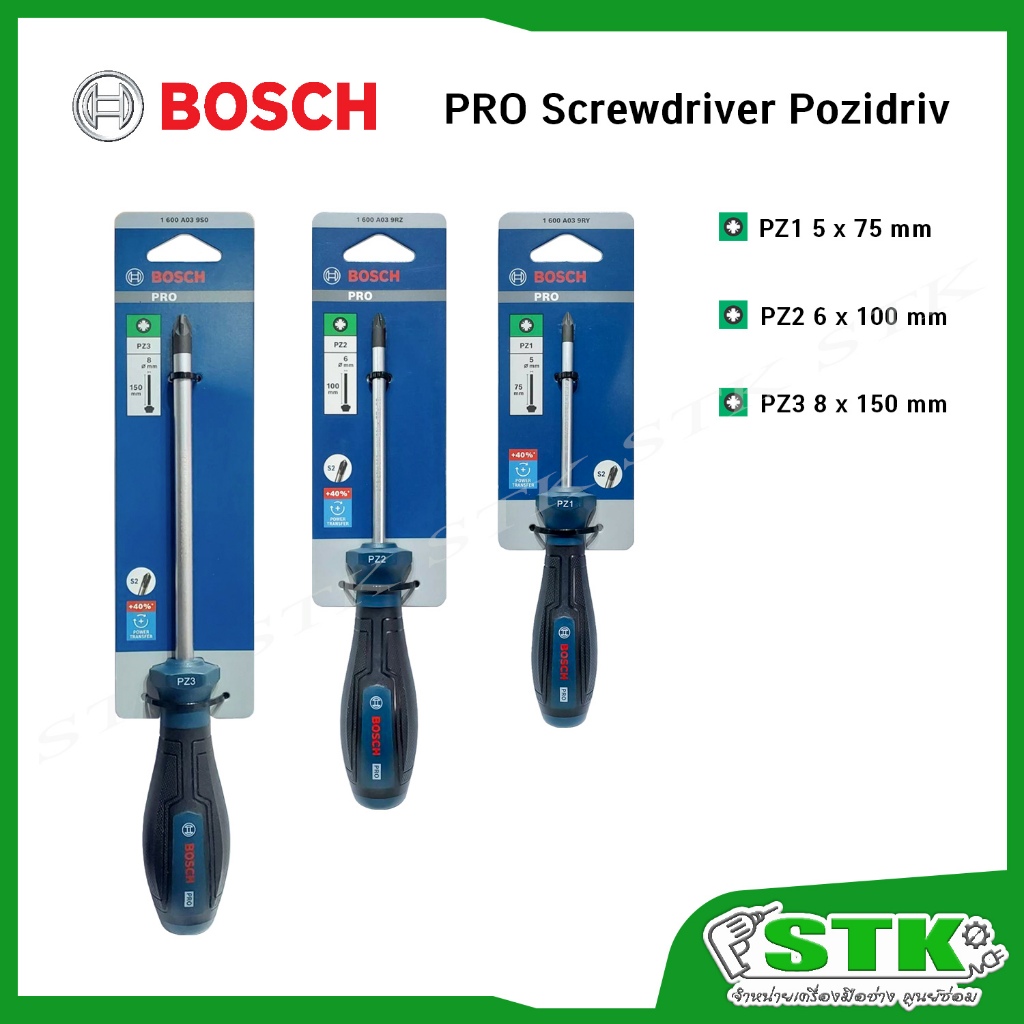 BOSCH ไขควงหัวแฉก PZ1,PZ2,PZ3 PRO Screwdriver Pozidriv ของแท้