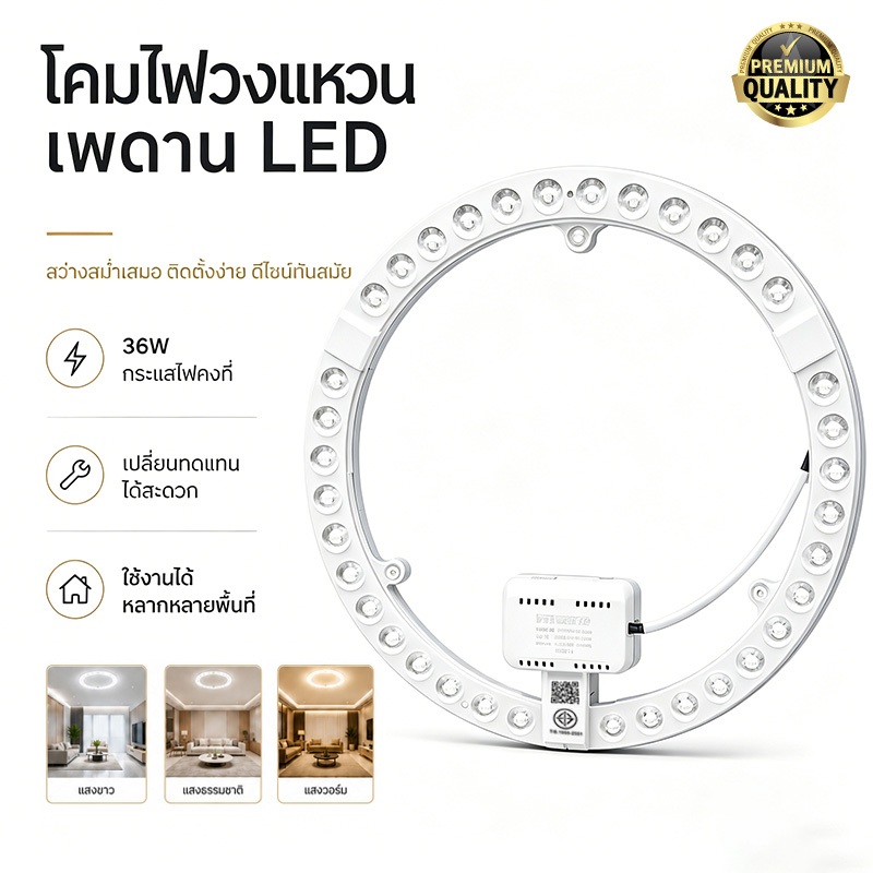 แผงไฟแม่เหล็ก รับประกัน 2ปี แผ่นชิป แผงไฟ ไฟเพดานLED โคมไฟเพดาน 28W 36W แผงไฟพดาน LED กลม แสงสีขาว