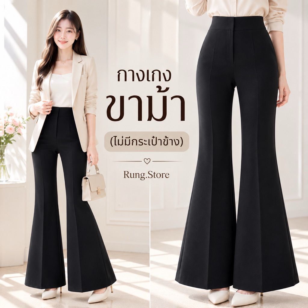 PT05 - กางเกงขาม้าใหญ่ (ไม่มีกระเป๋าข้าง) รุ่นตะขอหน้า ผ้าA80 (มี2ความยาว : ยาว38-39 นิ้ว และยาว42-43 นิ้ว)