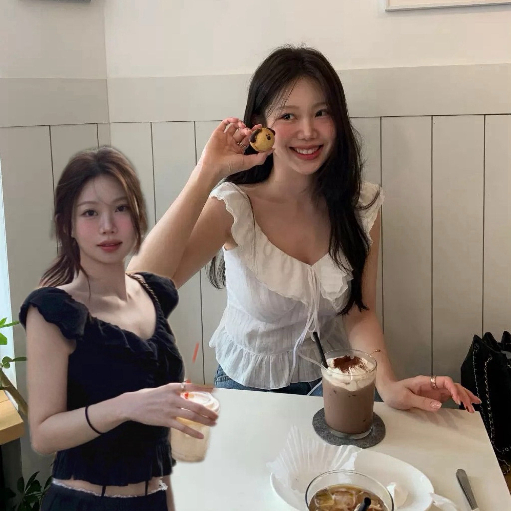 📍พร้อมส่ง📍9756# เสื้อคอวี แต่งระบาย จะใส่เป็นเปิดไหล่ก็ดูเซ็กซี่ งานซิปข้าง เนื้อผ้าดี ทรงสวย  TAG:WG.WE 🇰🇷