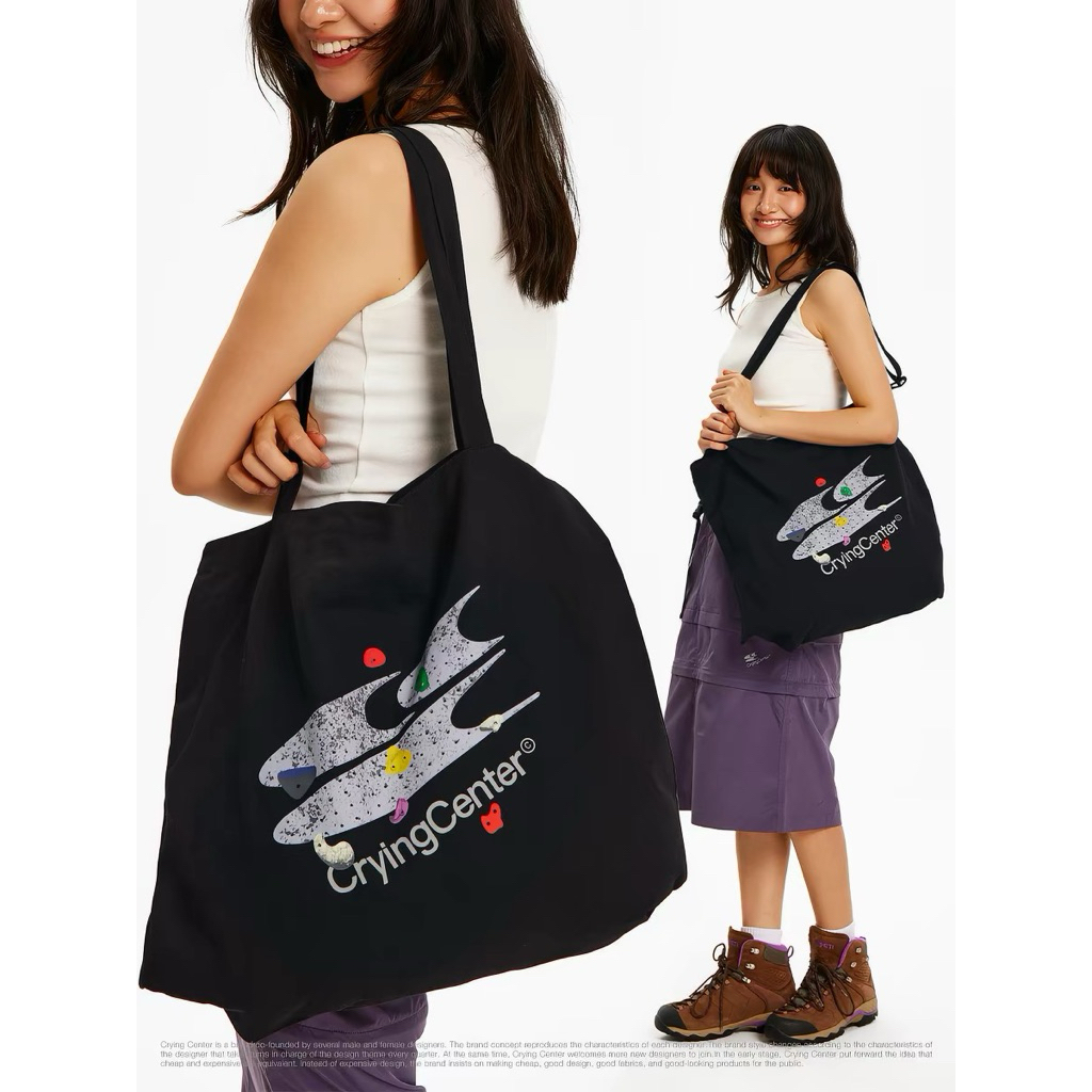 CryingCenter กระเป๋าสะพายข้าง/กระเป๋าผ้าแคนวาสใบใหญ่ Rock Climbing Canvas Bag