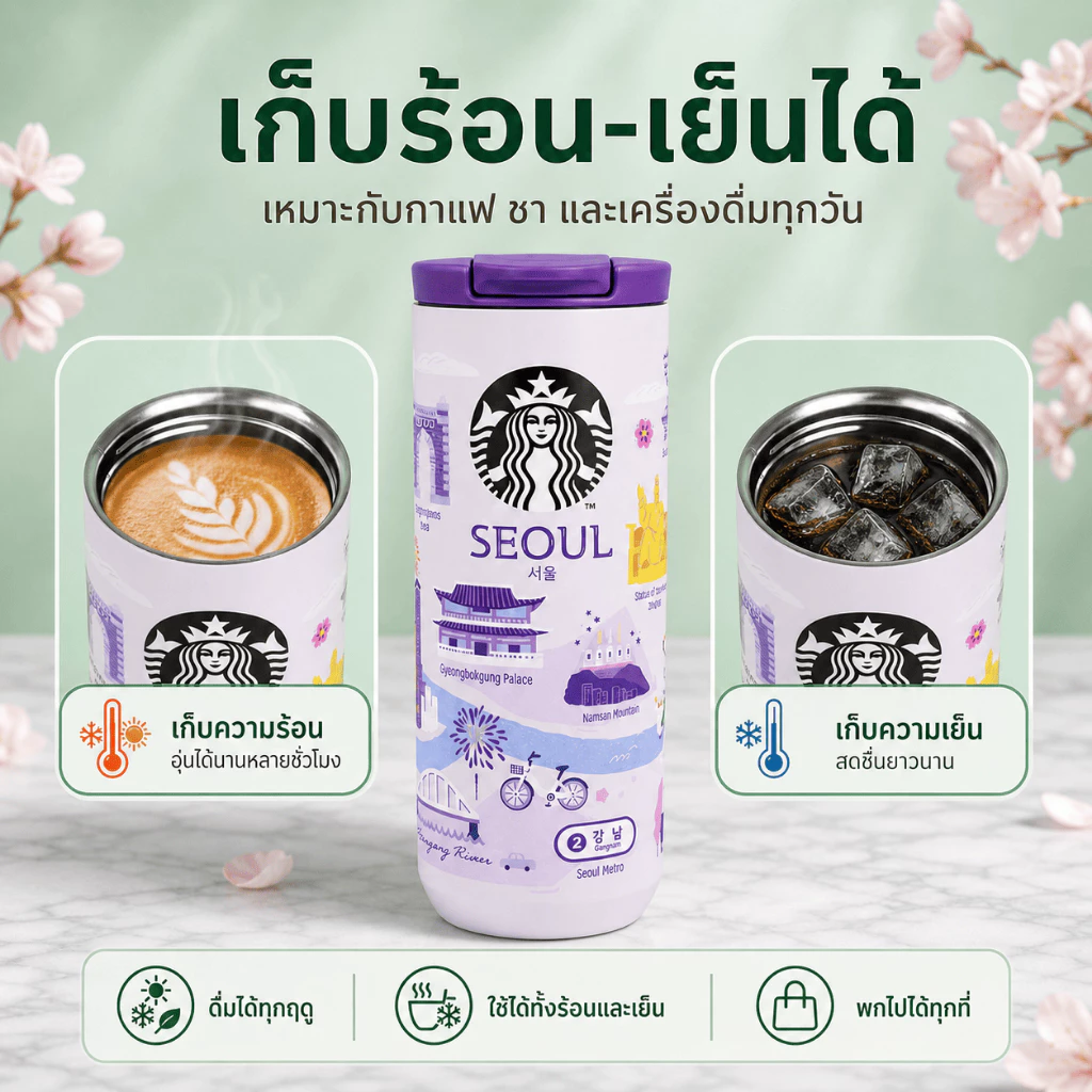 Starbucks แก้วเก็บความเย็น 355ml Seoul Busan Jeju Gyeongju thumbnail 3