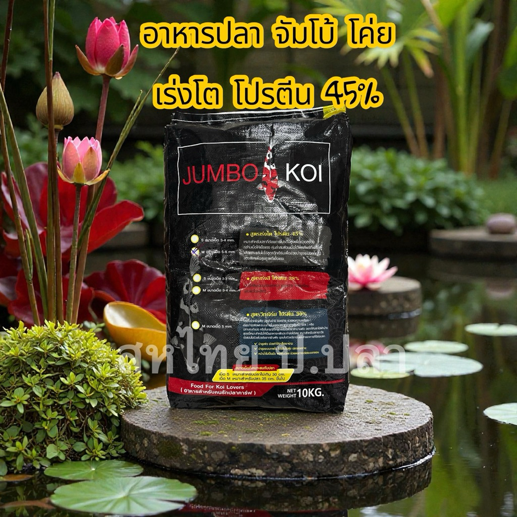 อาหารปลาคาร์ฟJumbo koi 10kg ครบ10kg​ รับฟรีของแถม​koiMagnet 1ชิ้น