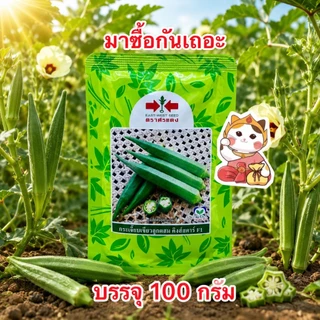 กระเจี๊ยบเขียว คิงส์สตาร์ เมล็ดพันธุ์กระเจี๊ยบเขียว ตราศรแดง(สิ้นอายุ01/71) บรรจุ 100 กรัม