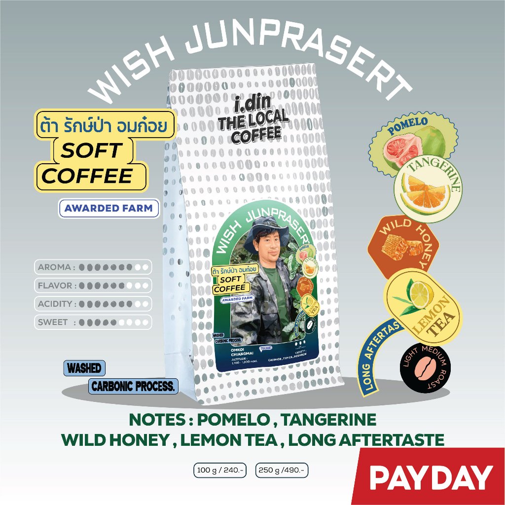 WISH - ต้า รักษ์ป่า อมก๋อย SOFT COFFEE (20.05.69) WASHED CABONIC/ เมล็ดกาแฟคั่ว OMKOI ,THAILAND