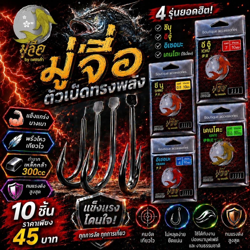 ตัวเบ็ดทรงพลัง 🔥🔥🔥 มูจื่อ  🔥🔥🔥