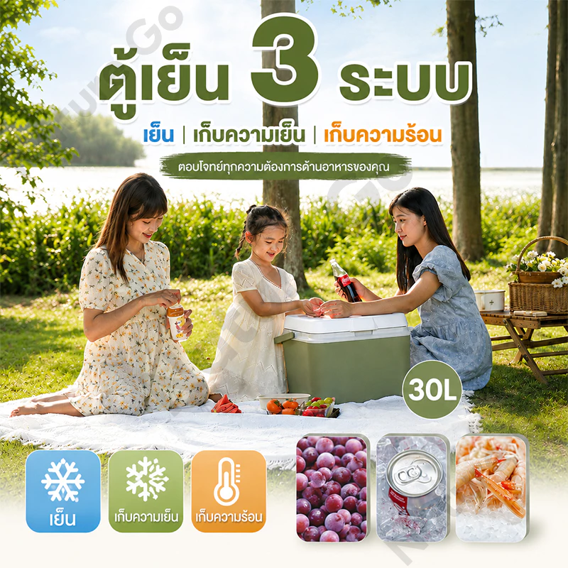 กระติกน้ําแข็ง กล่องเก็บความเย็นตั้งแคมป์ 6L 10L 16L 30L ลิตร แบบพกพา แช่เย็น 72ชั่วโมง thumbnail 3