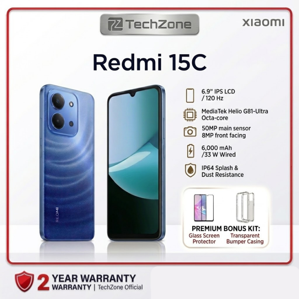 Redmi 15C 8GB 256GB มือถือจอใหญ่ 6.9 นิ้ว แบต 6000mAh กล้อง 50MP สมาร์ทโฟนราคาถูก เครื่องแรง เล่นเกมลื่น