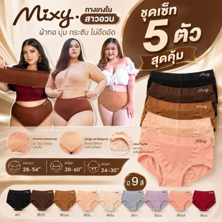 Mixy Aliz ชุด Set 5 ตัว กางเกงในสาวอวบผ้าทอ รอบเอว 28-54" สะโพก 30-60" รอบขา 24-30"