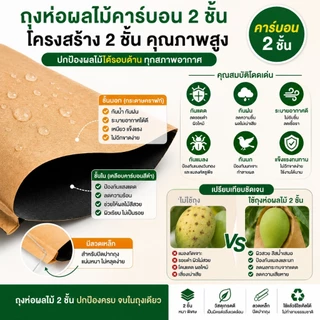 🥭พร้อมส่ง🥭ถุงห่อผลไม้คาร์บอน 100ใบ ถุงห่อมะม่วง ฝรั่ง ชมพู่ กันแมลง กันนก กันแดด กันฝน ผิวสวย ระบายอากาศดี 20x25/20x30