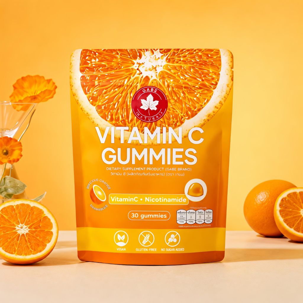 [30 GUMMIES] GABE Vitamin C+E Niacinamide Citrus Fruit Powder วิตามินอีและวิตามินซีเป็นพิเศษรสส้ม