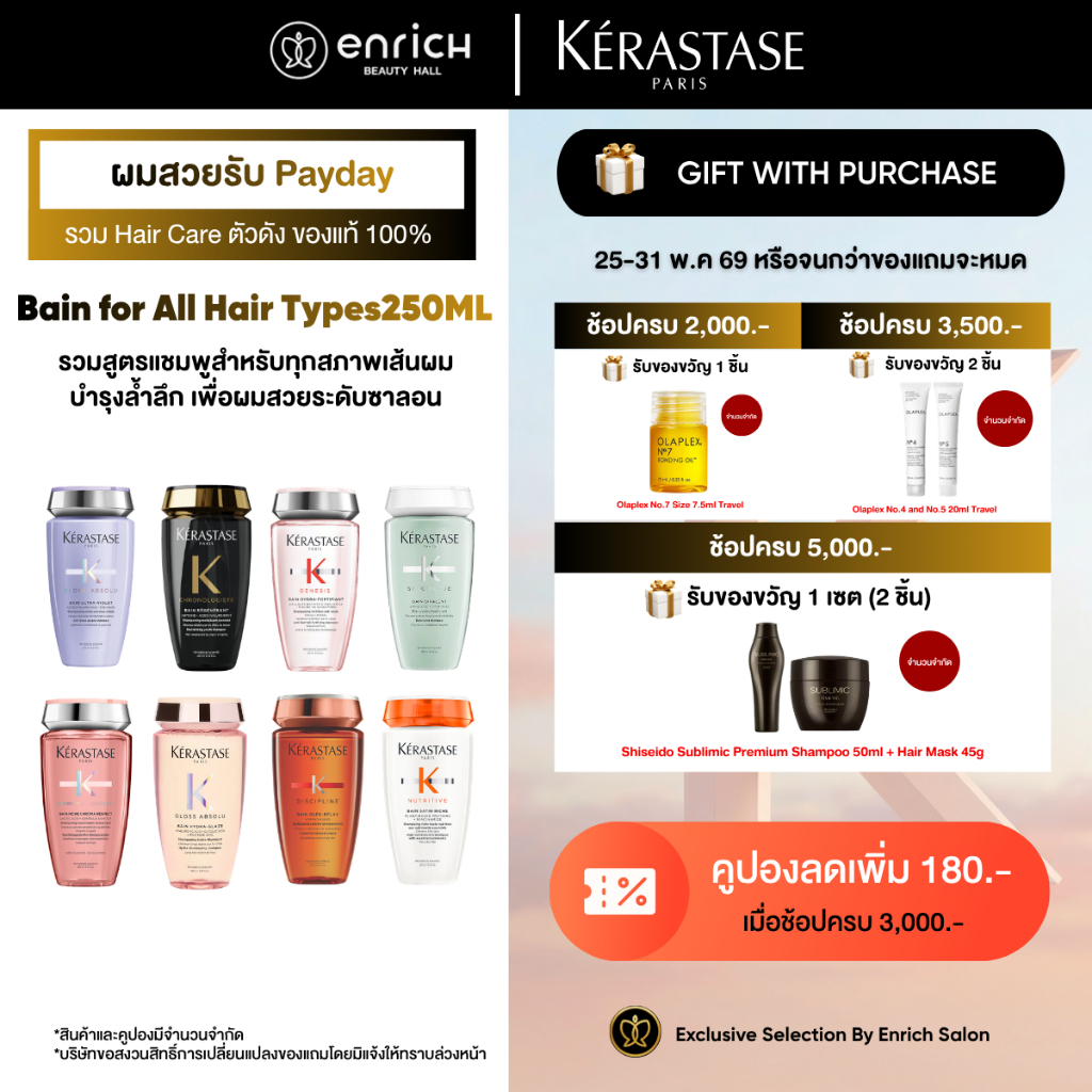 (แท้ 100%) Kerastase Shampoo Bain all type 250ml เคเรสตาส แชมพู