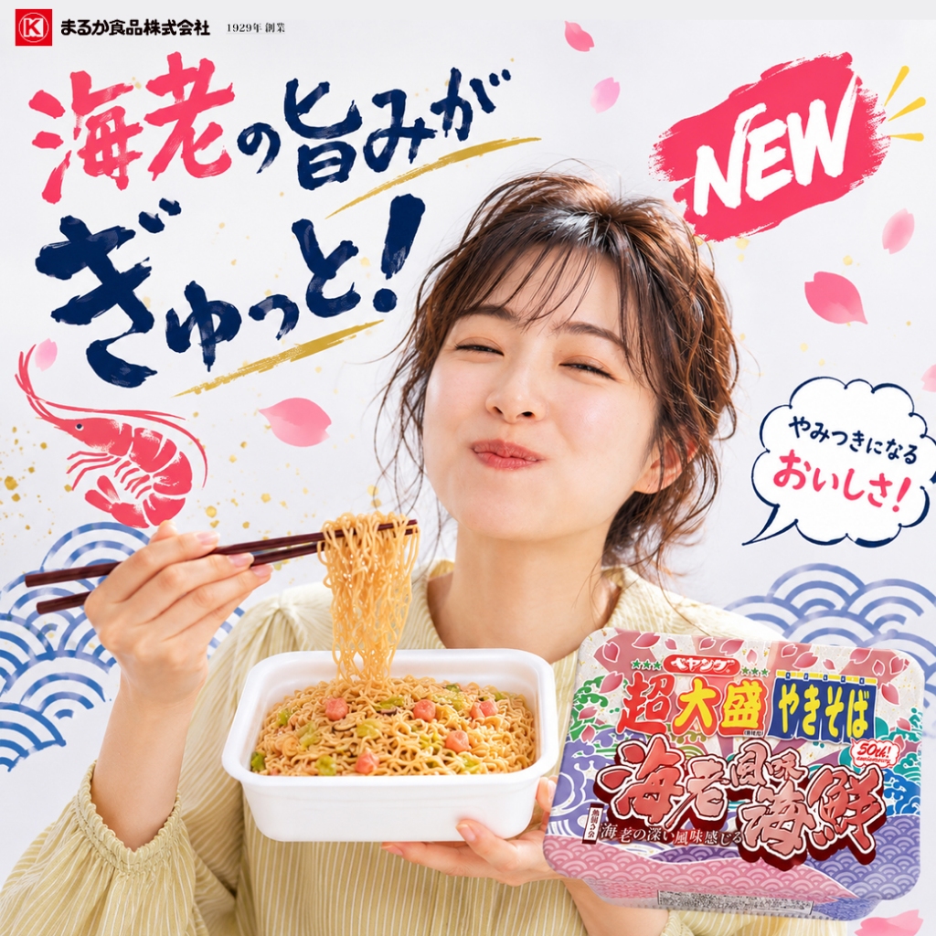 Maruka Peyoung XL Shrimp Seafood Yakisobaペヤング 超大盛海老風味海鮮やきそば ยากิโซบะรสกุ้งซีฟู้ด(ถ้วยใหญ่)