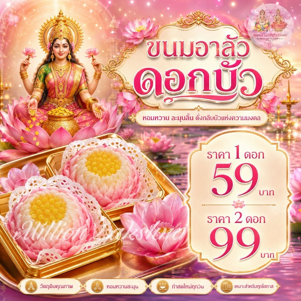 (สินค้าพร้อมจัดส่งภายใน 2 วัน) ขนมอาลัวบัวสวรรค์ถวายขอพร พระแม่ลักษมี ถวายพระพิฆเนศ ถวายองค์เทพ
