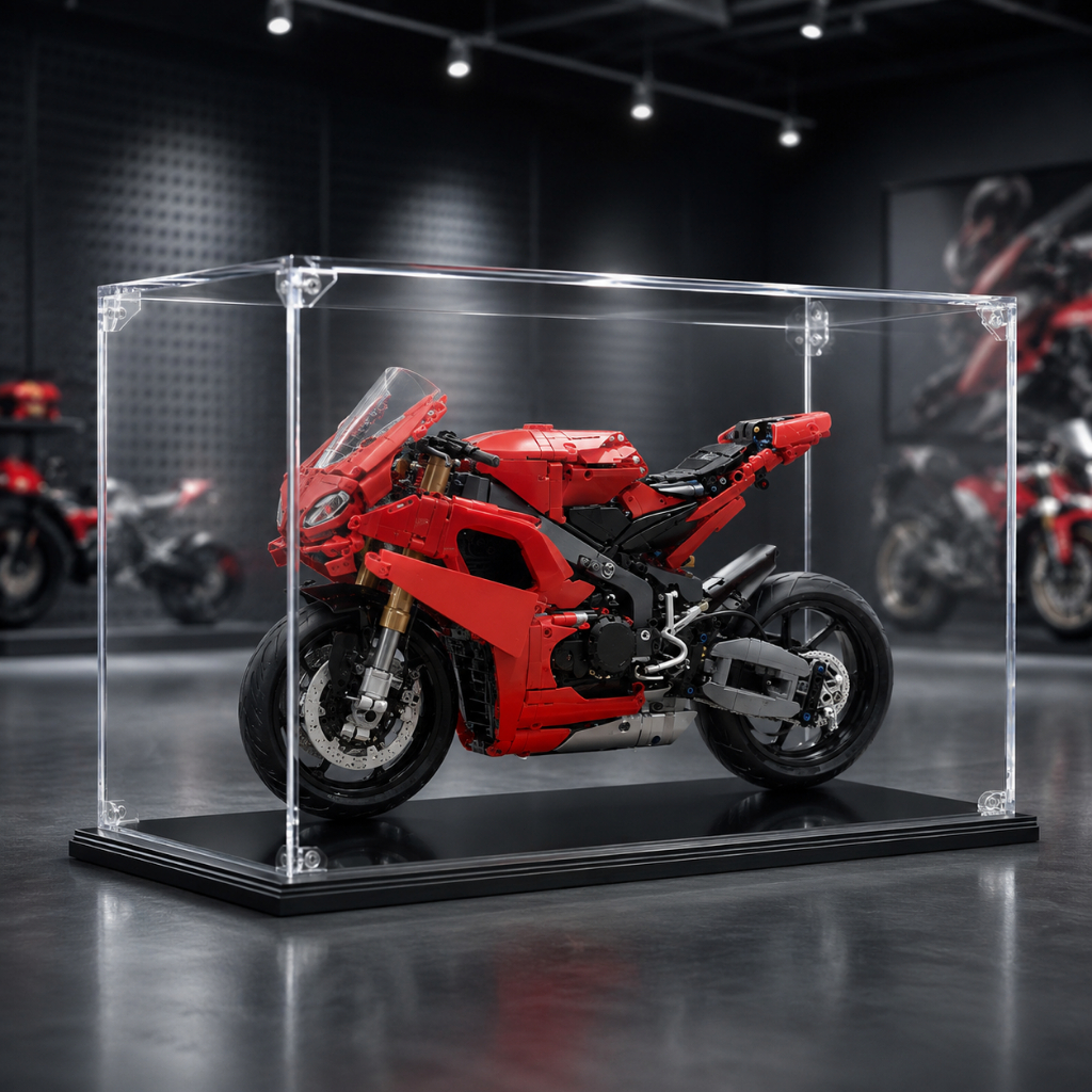 Acrylic Display Box กล่องโชว์อะคริลิค กันฝุ่น แข็งแรง For Lego 42202 Ducati Panigale V4 S ตู้โชว์รถมอเตอร์ไซค์ โมเดลสะสม อะคริลิคใส ของสะสม
