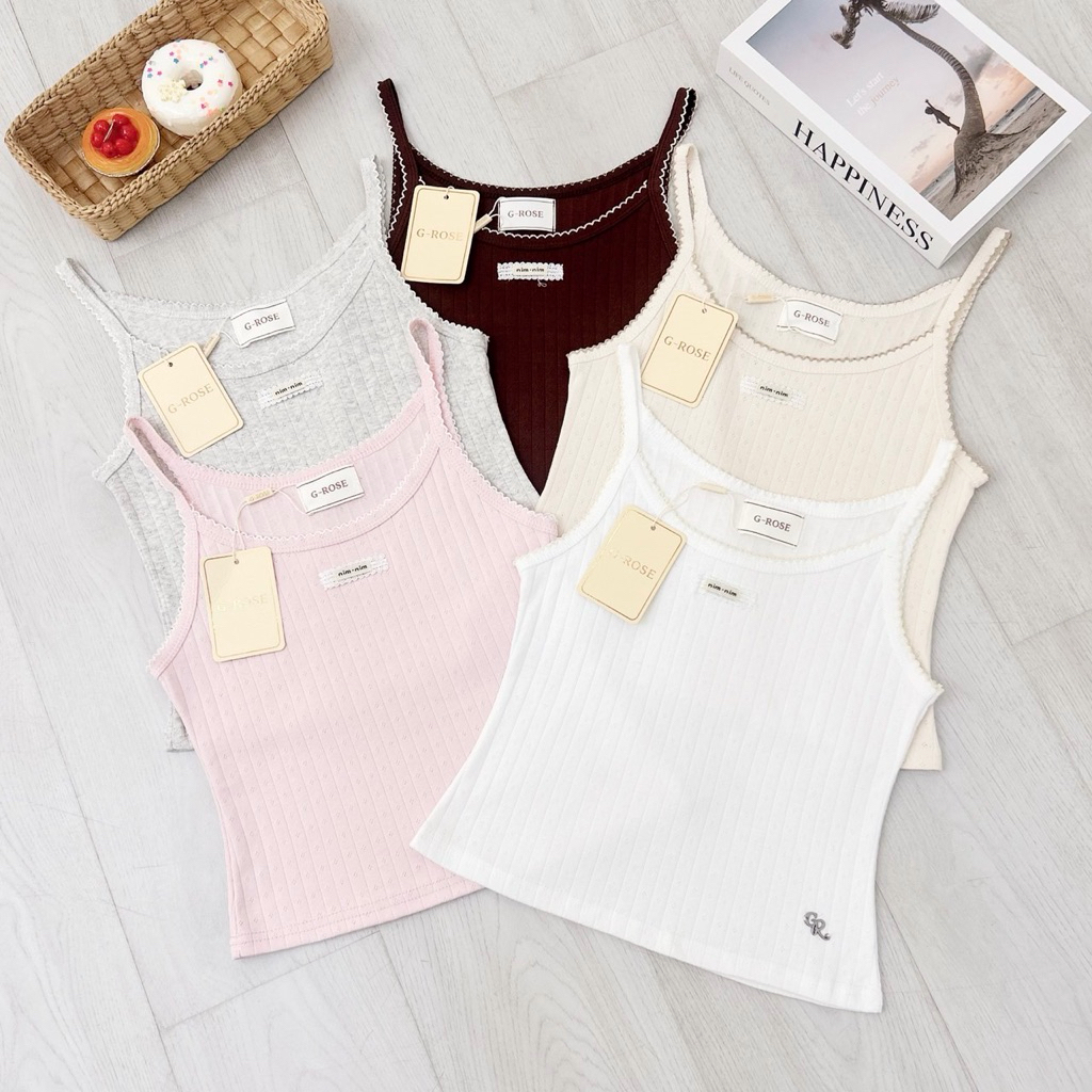 ✨เสื้อสายเดี่ยวผ้าร่อง G-Rose🌷สีเบสิคใส่ได้บ่อย〽️ทรงดีผ้านุ่มมาก⭐️