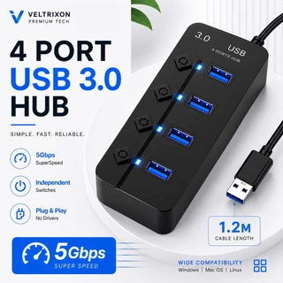USB Hub 3.0 4 Ports พร้อมสวิตช์แยก สายยาว 1.2m ความเร็วสูง 5Gbps สำหรับ Laptop PC