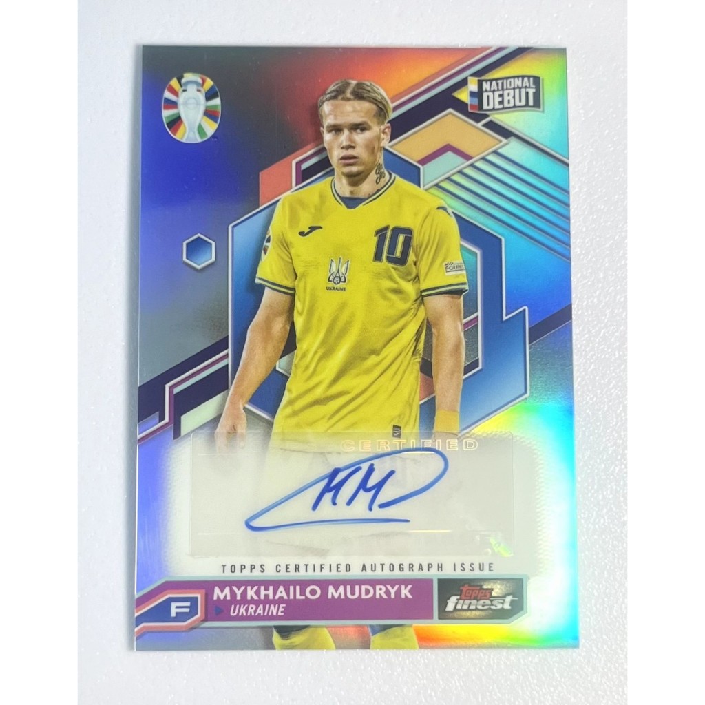 การ์ดฟุตบอลลายเซ็น 2023 Topps Finest National Debut Mykhailo Mudryk