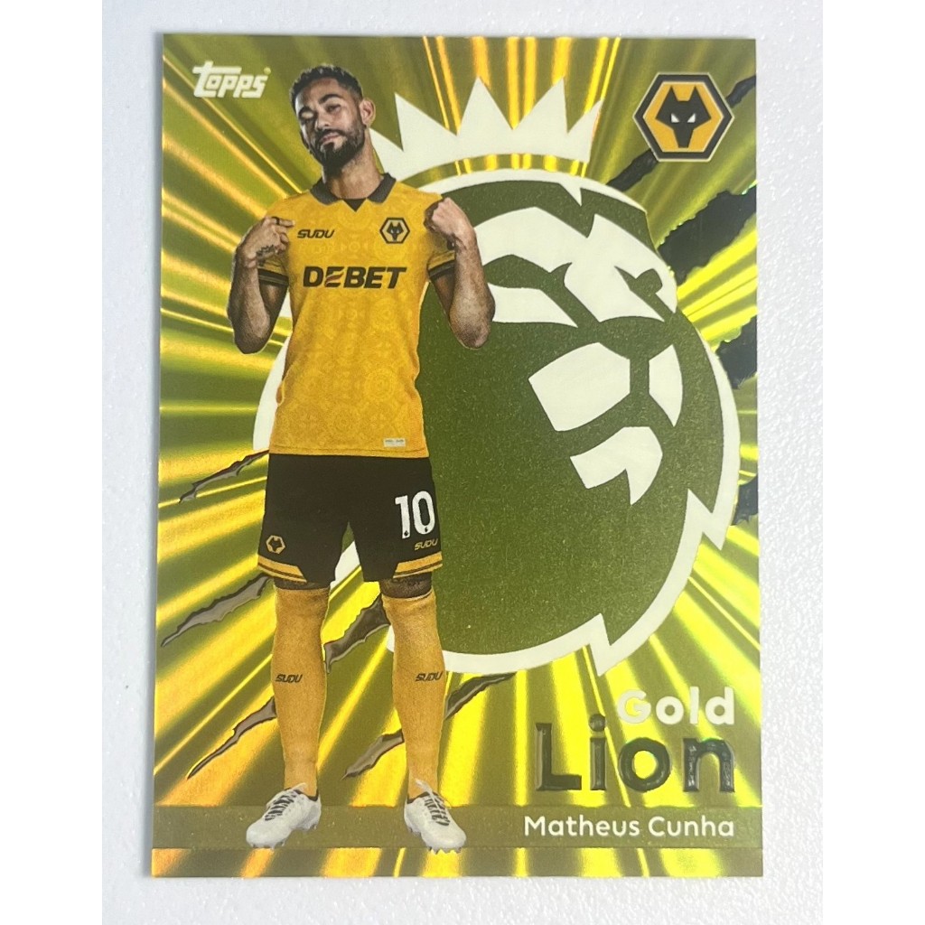 การ์ดฟุตบอล 2025 Topps Premier League Matheus Cunha Gold Lion