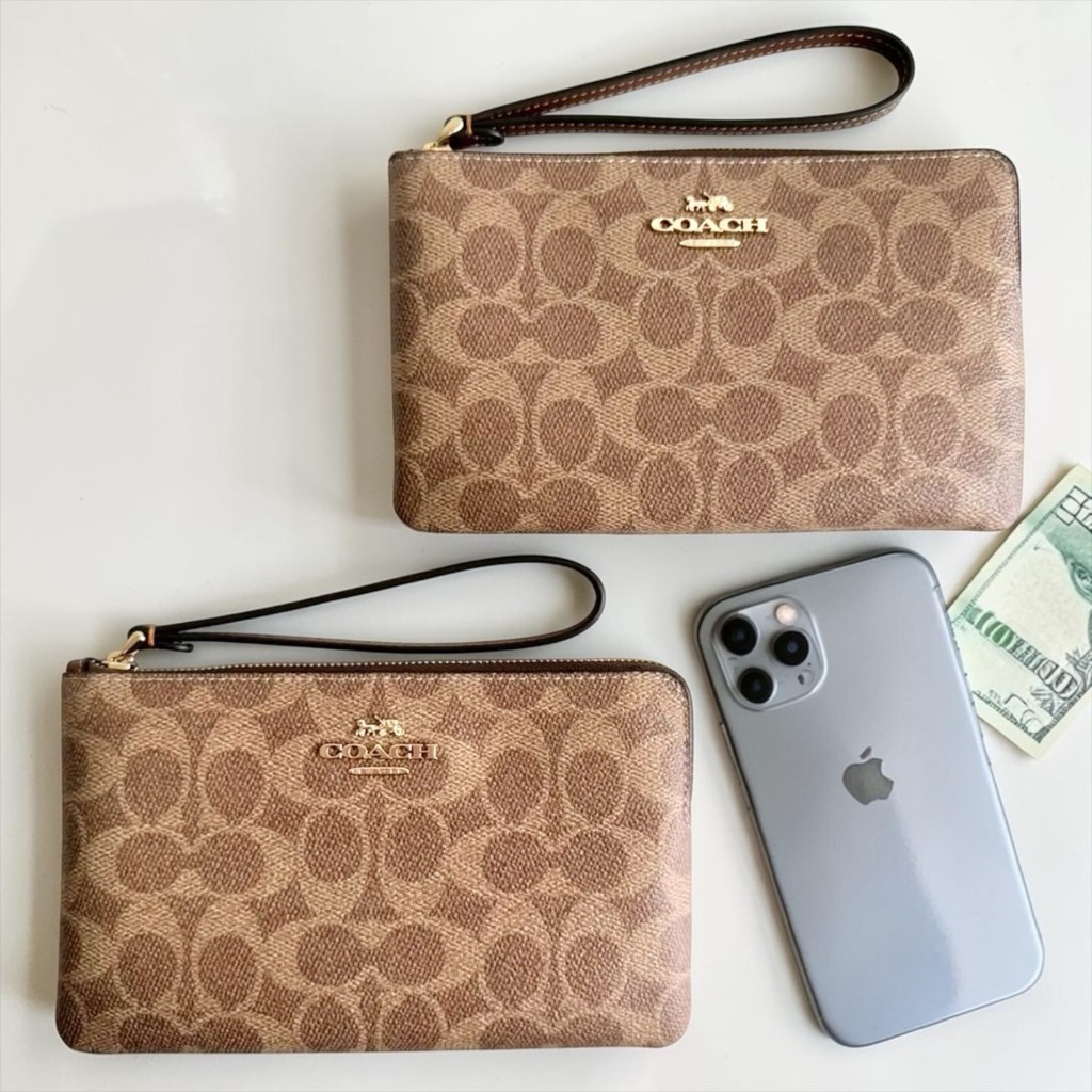 COACH Large Corner Zip Wristlet In Signature Canvas Style No. 3888 No. 6648 (1ซิป L)