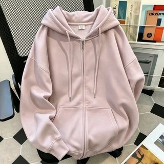 เสื้อแขนยาวแจ็คเก็ตกันหนาว มีฮู้ดและซิปเต็ม ลายสปอร์ต Unisex ใส่ได้หลายลุค