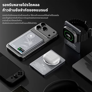 พาวเวอร์แบงค์ไร้สาย 12000mAh ซาร์จเร็ว PD 20W แม่เหล็กแรงสูง N91 ชาร์จไร้สาย+USB-C + USB-A ใช้ได้กับ 8-16 ProMax