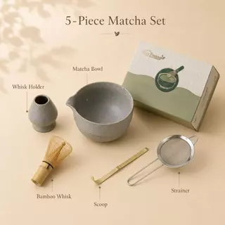 SunYoung ชามมัทฉะญี่ปุ่น 5 ชิ้น Matcha Bowl Set ถ้วยชงมัทฉะมีปาก แปรงชงชา ของขวัญพรีเมียม