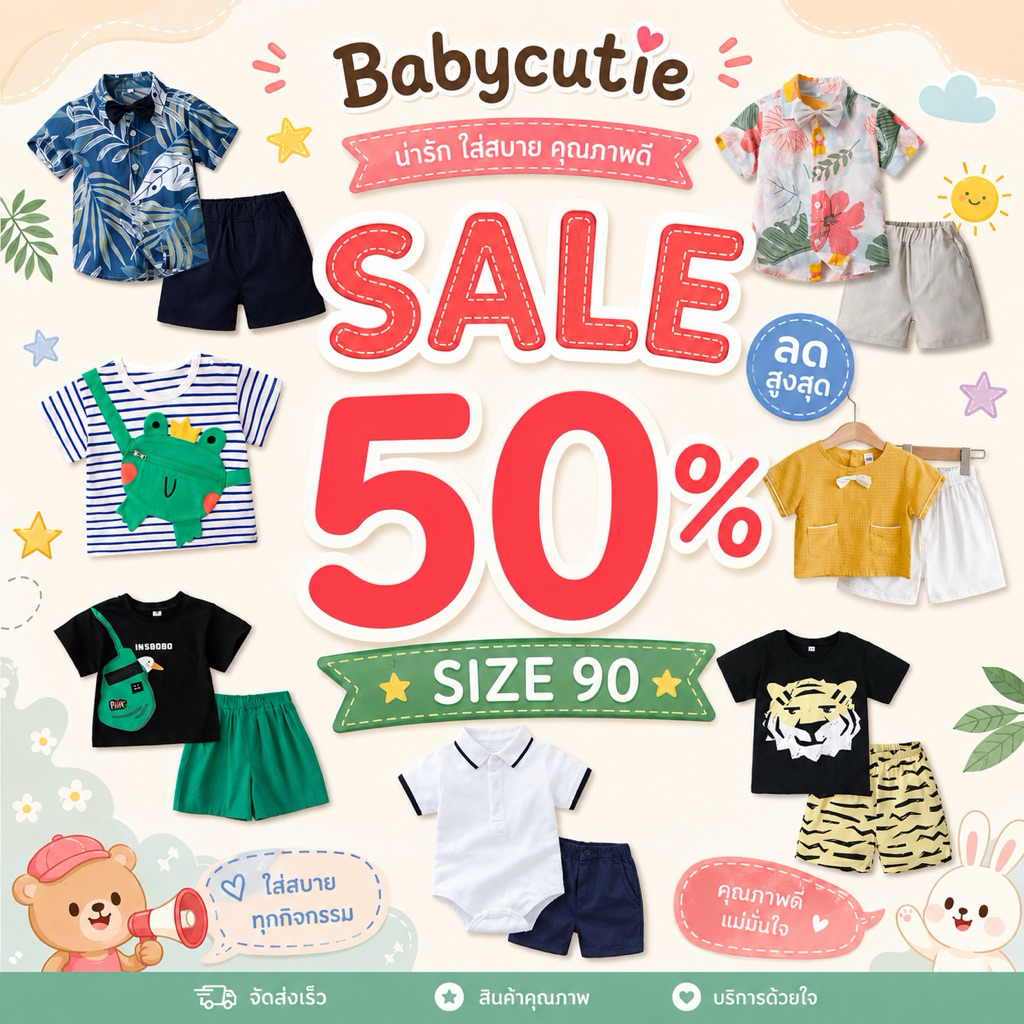‼️ลดล้างสต๊อคไซส์ 90 (1.6-2.6 ปี) ‼️ ชุดเด็กผู้ชาย สไตล์เกาหลีเท่ๆ สินค้าเนื้อผ้าดีใส่สบาย