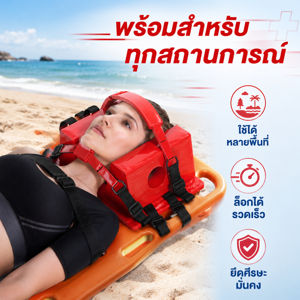 【จัดส่งจากประเทศไทย】head immobilizer อุปกรณ์ประคองศีรษะ สามารถวางรัดกับแผ่นกระดานรองหลังเพื่อยกผู้ป่วยได้