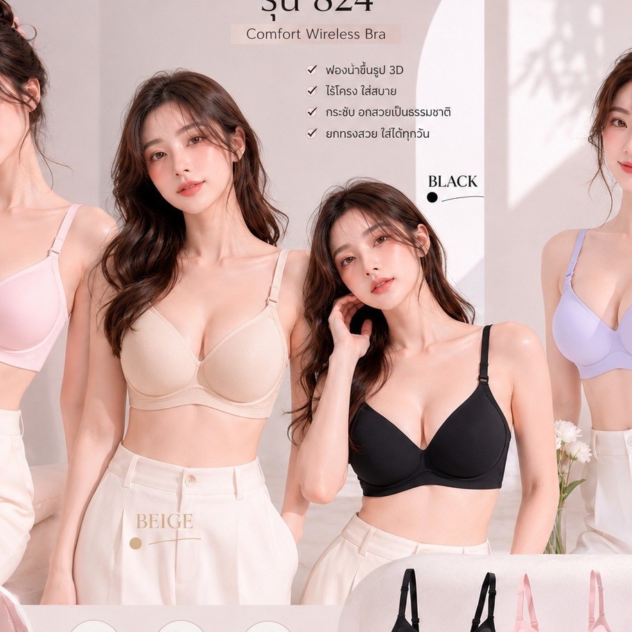 Love Angel  เจลลี่บรา บราไร้ขอบ ไม่มีโครง ผ้านิ่ม ใส่สบาย M-4XL 824